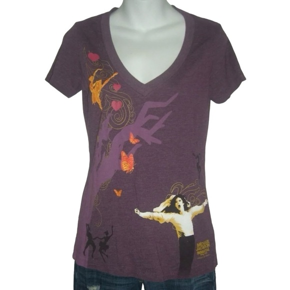 Michael Jackson Tee Shirt The Immortal World Tour Cirque Soleil Glitter Purple M - Picture 1 of 8